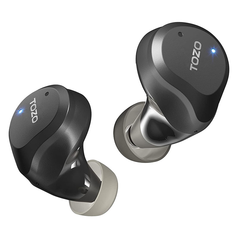 TOZO NC9 V.2022 Hybrid Active Noise Cancelling Wireless Earbuds with Premium Deep Bass, IPX6 Waterproof, Bluetooth 5.3, Immersive Sound – Matte Black