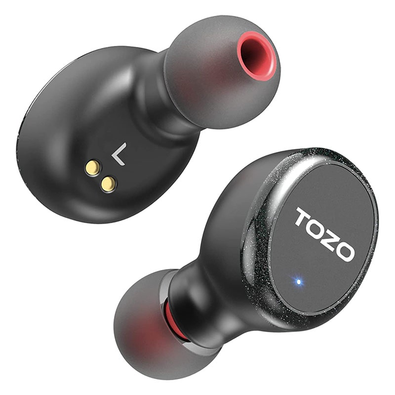 TOZO T10S v2022 True Wireless Stereo Earphones with Bluetooth 5.2, IPX8 Waterproof, Environmental Noise Canceling for Running Sports   Black
