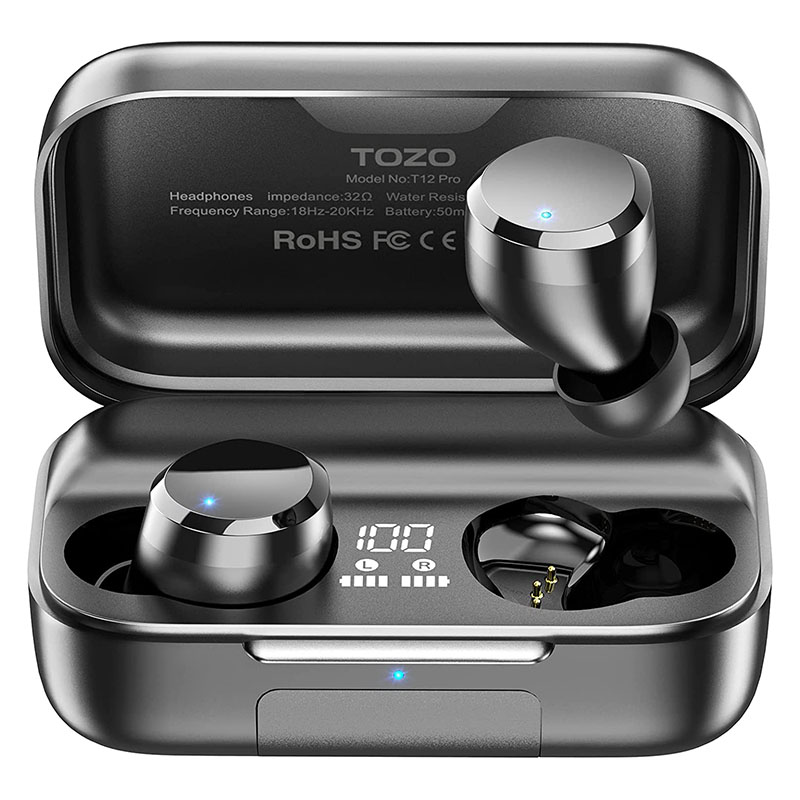TOZO T12 Pro Wireless Bluetooth Earbud Qualcomm QCC3040 4 Mics CVC 8 Call Noise Cancelling, aptX Stereo,2500mAh Wireless Charging Case IPX8...